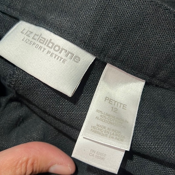 🔥 1 hour sale. Liz Claiborne, linen cotton black pants, size 12 petite - Picture 2 of 8